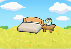 알람 시계와 침대 공간