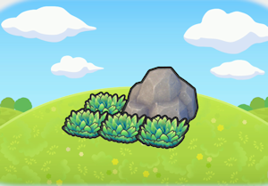 바위 그늘의 풀숲