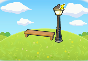 빛이 비치는 벤치